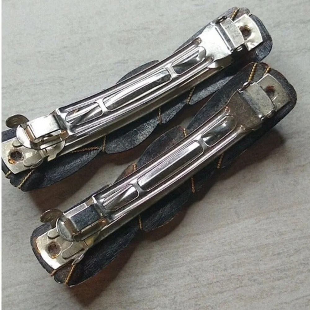 Vintage Faux Tortoise Acrylic Hair Barrettes